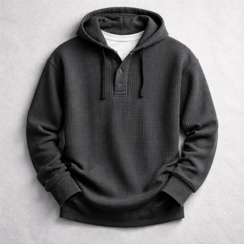 Elegante sudadera con capucha tipo gofre