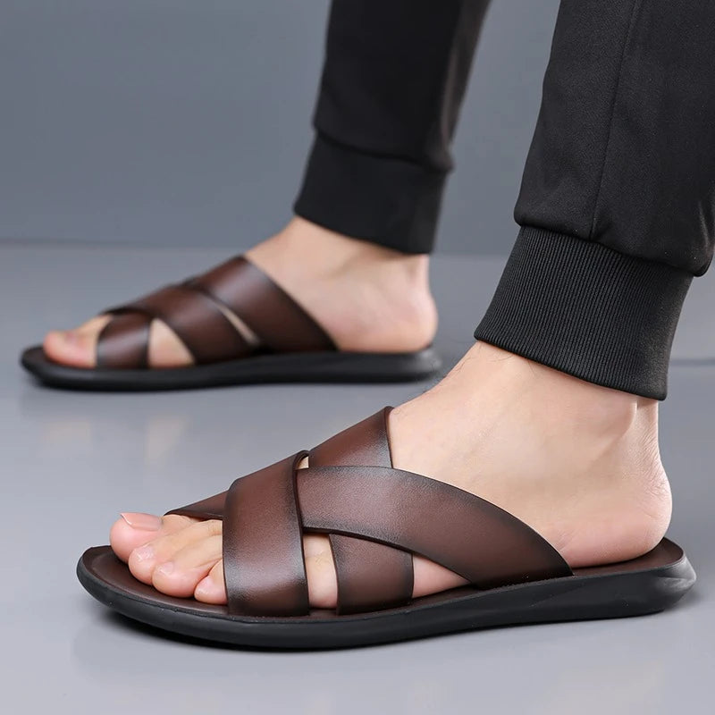 Zapatillas de cuero elegantes para hombre