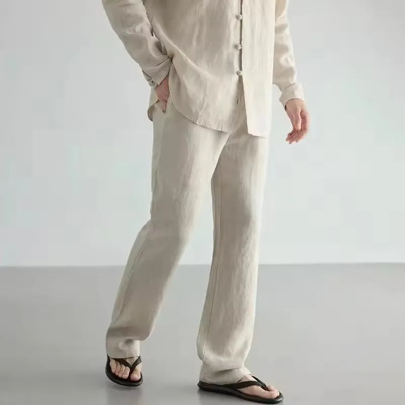 Pantalones elegantes de lino transpirable