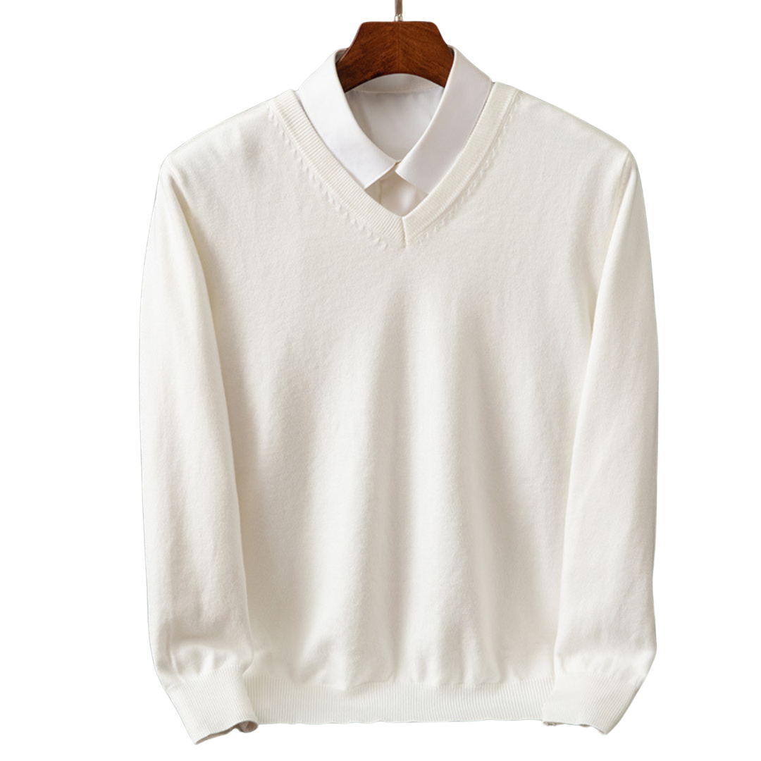 Elegante jersey de cachemira con cuello en V