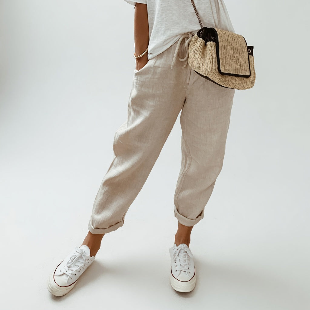 Lucie™ — Pantalón fluido de mezcla de algodón y lino