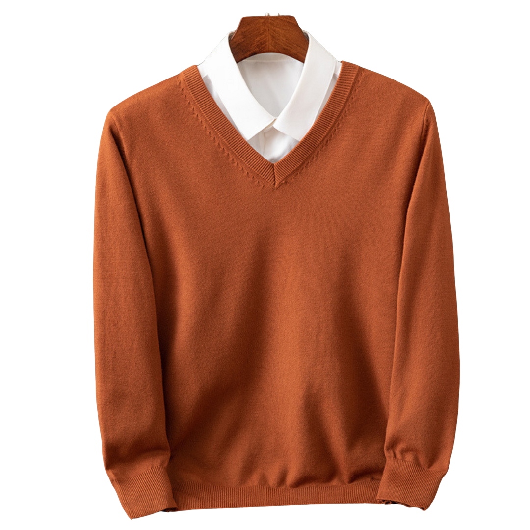 Elegante jersey de cachemira con cuello en V