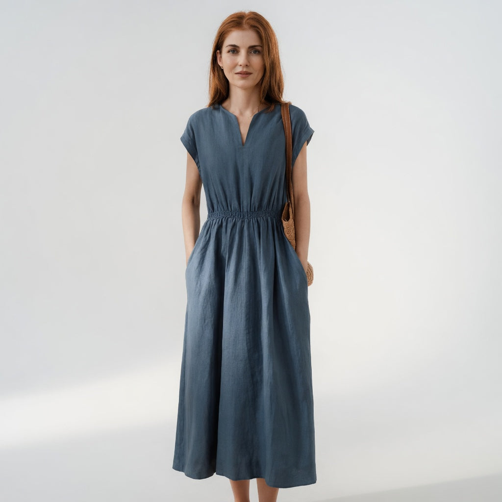 Lina — Vestido de lino mezclado fluido y elegante