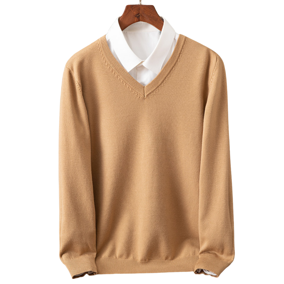 Elegante jersey de cachemira con cuello en V