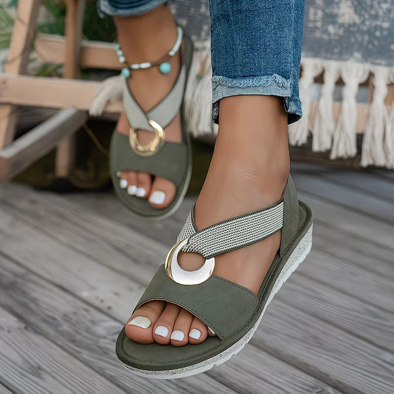 Skylar | Sandalias Planas con Hebilla de Metal