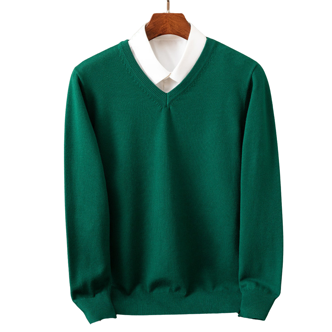 Elegante jersey de cachemira con cuello en V