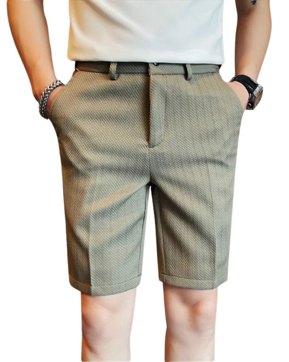 Pantalones cortos elegantes con estampado de rombos