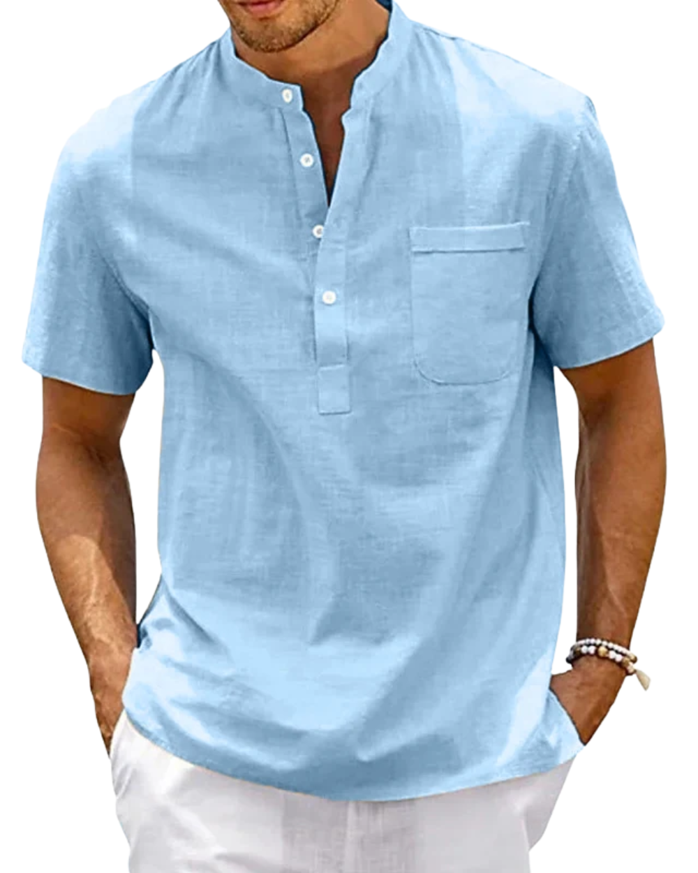 Elegante camisa de algodón de manga corta