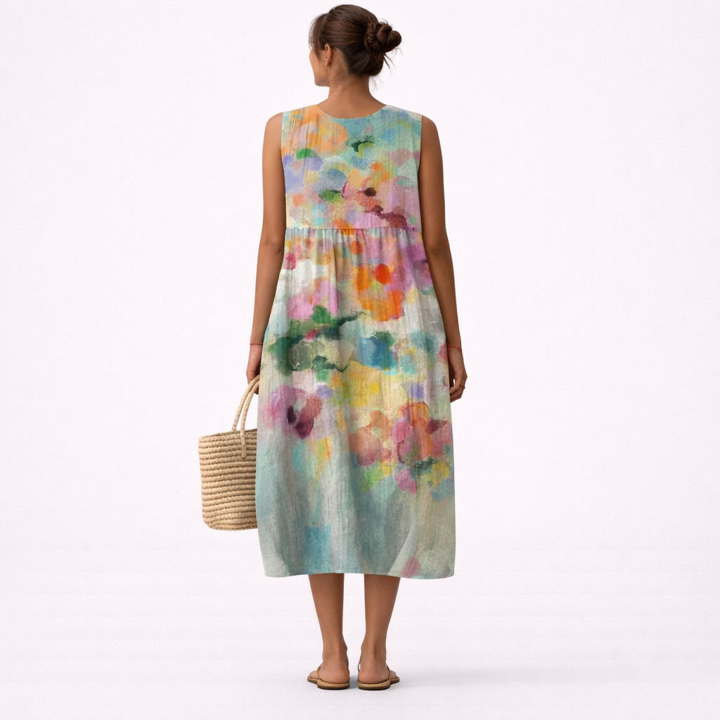 Vestido Midi Multicolor Elegante