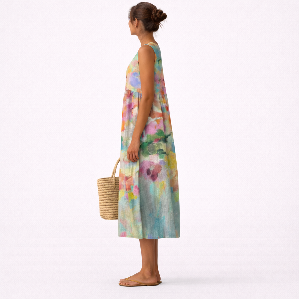 Vestido Midi Multicolor Elegante