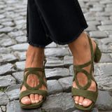 Caliope - Tacones con Punta Cuadrada y Corte Redondo para Verano