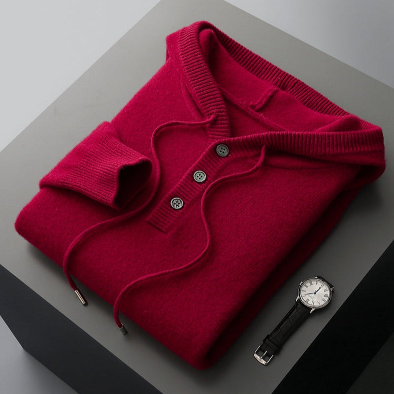 Elegante sudadera con capucha de lana merina
