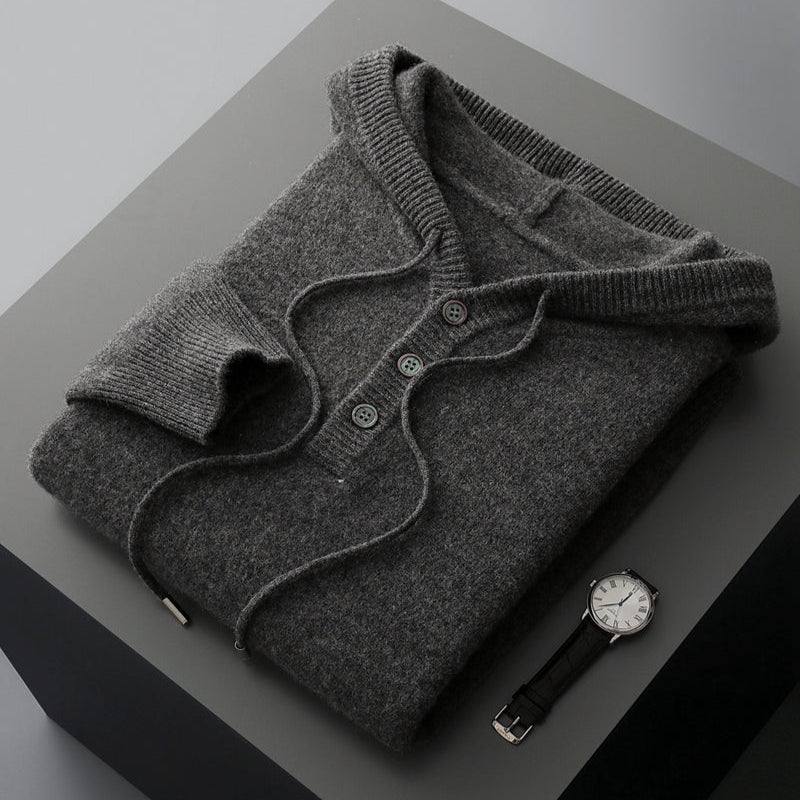 Elegante sudadera con capucha de lana merina