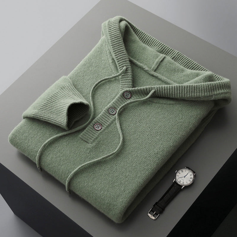 Elegante sudadera con capucha de lana merina
