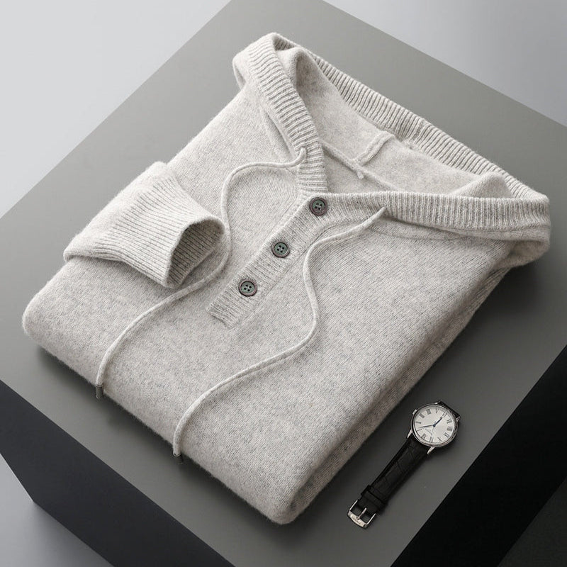 Elegante sudadera con capucha de lana merina