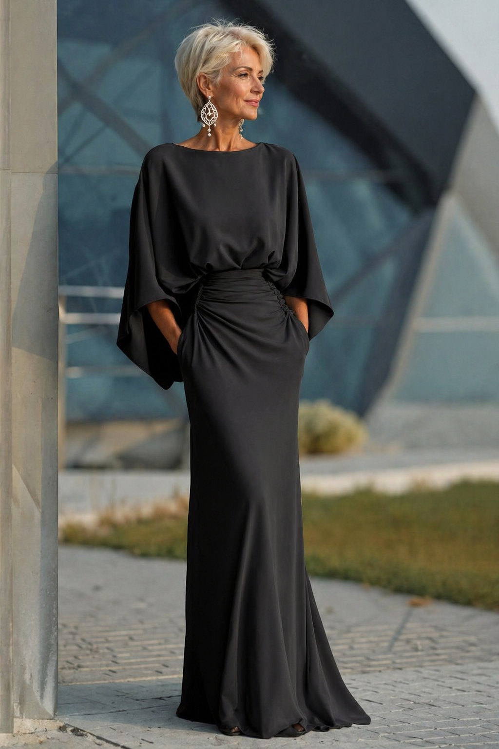 Vestido elegante de espalda abierta en V