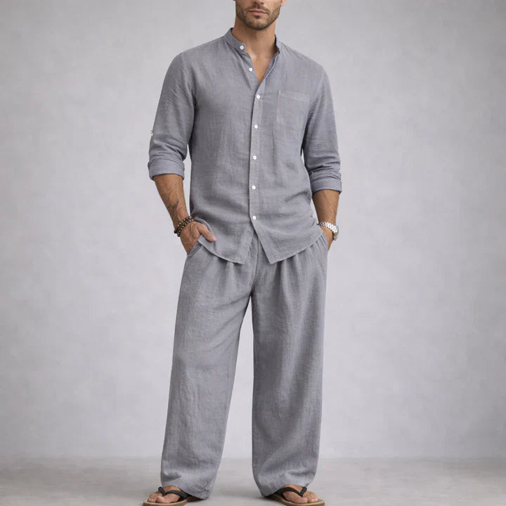 Elegante juego de ropa de cama de lino, ligero y transpirable