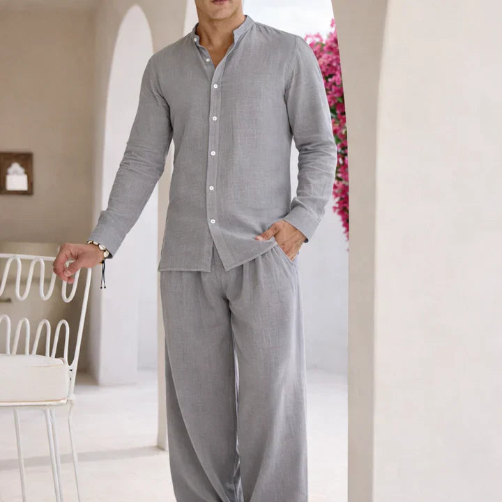 Elegante juego de ropa de cama de lino, ligero y transpirable
