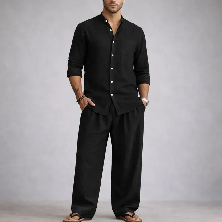Elegante juego de ropa de cama de lino, ligero y transpirable