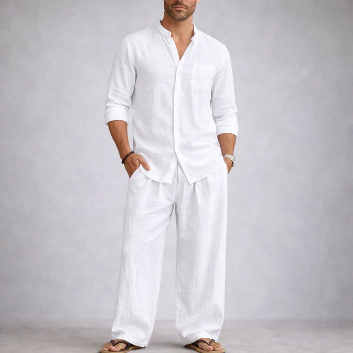 Elegante juego de ropa de cama de lino, ligero y transpirable