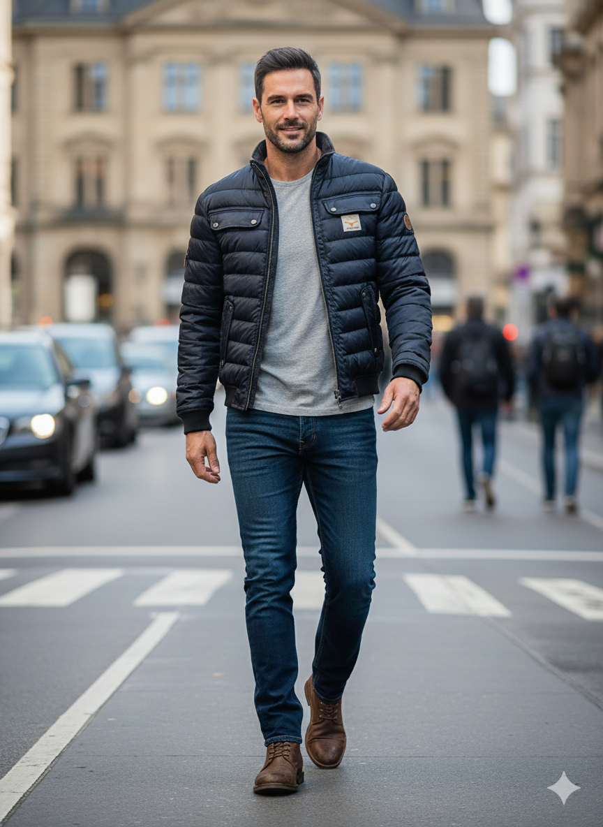 Elegante chaqueta acolchada urbana