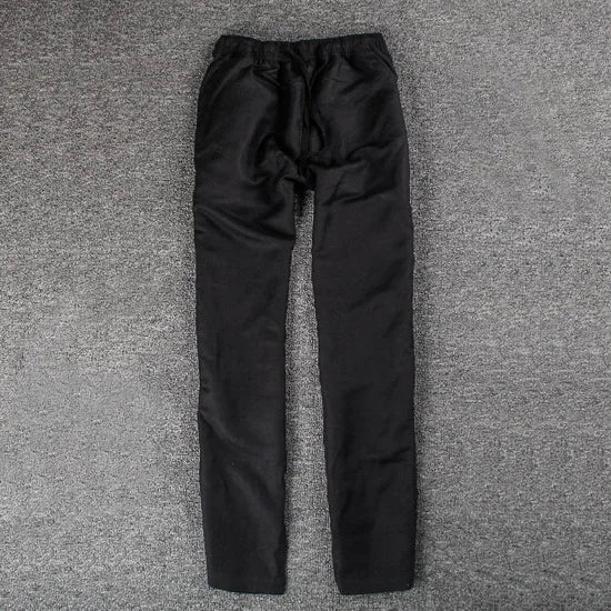 Pantalones elegantes de algodón y lino