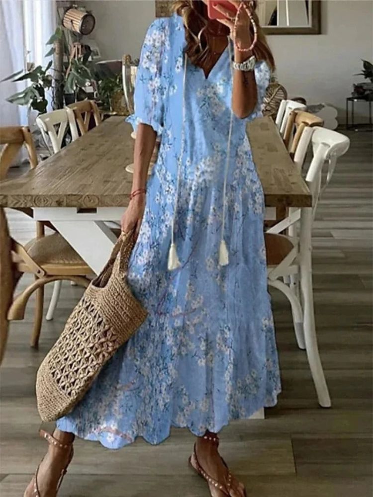 Élodie™ — Vestido maxi floral de terciopelo elegante