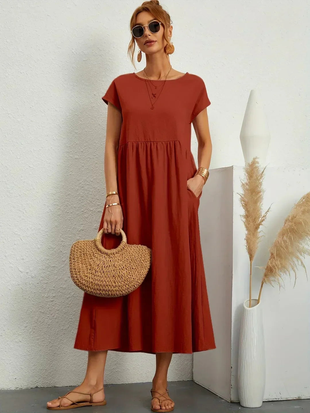 Gabrielle™ — Vestido midi fluido, elegancia atemporal