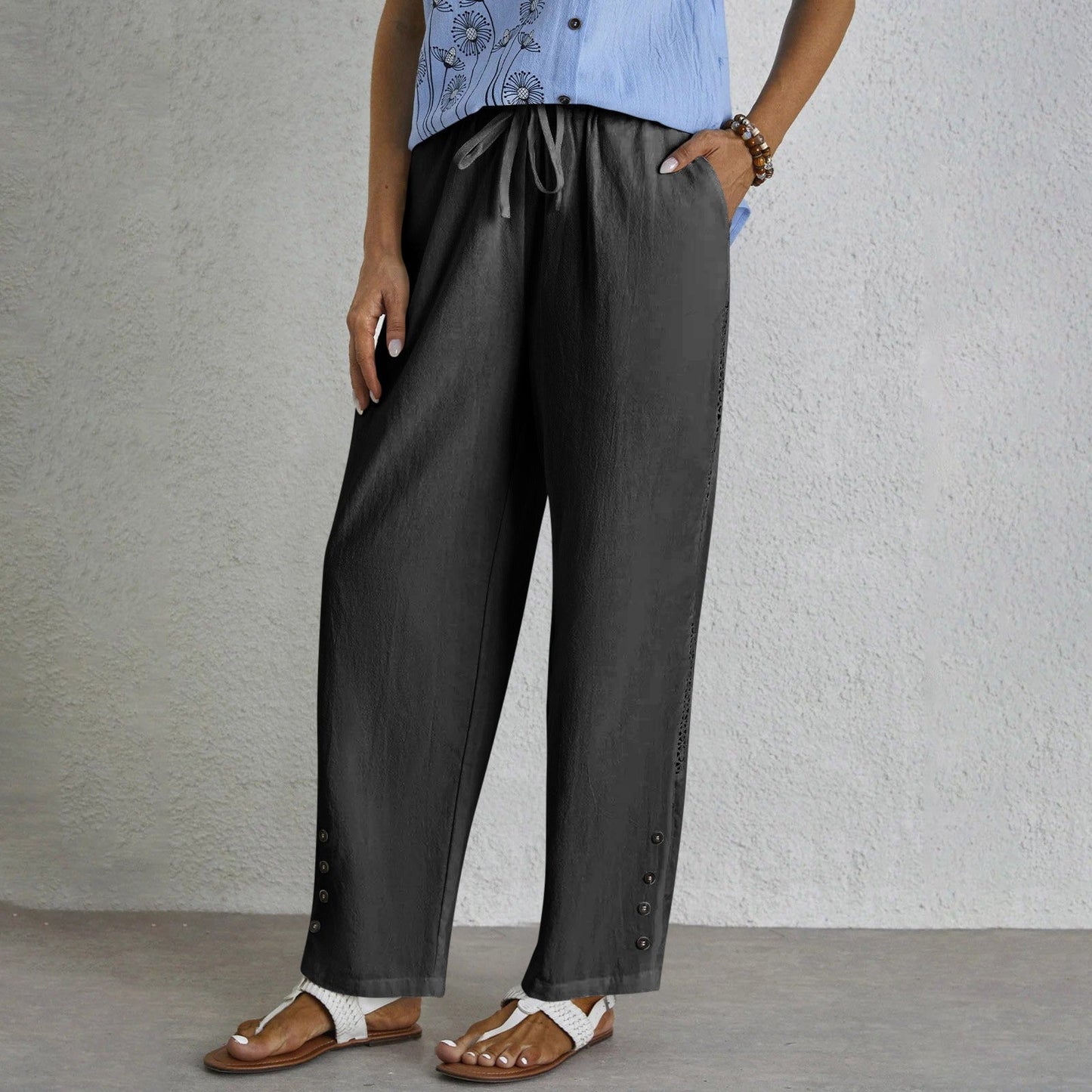 Shania - Pantalones Relaxed con Botones