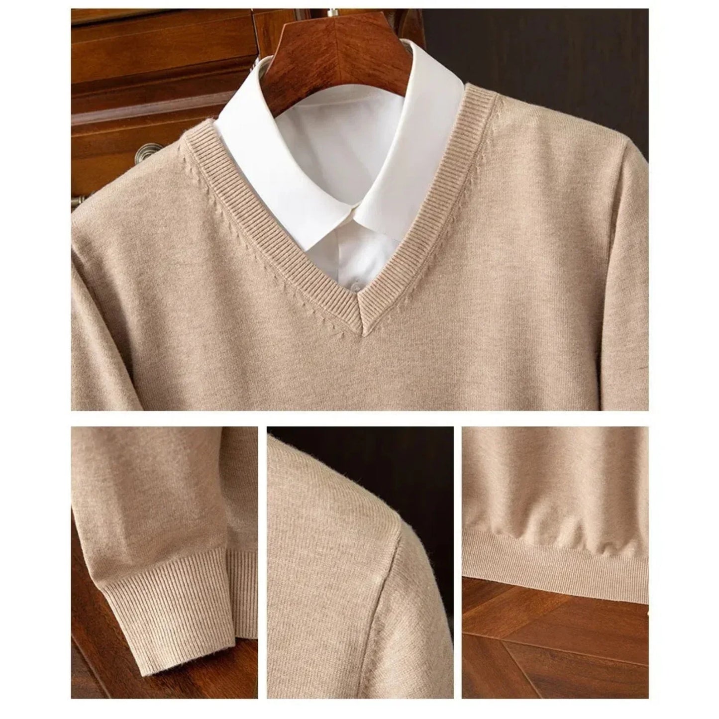 Elegante jersey de cachemira con cuello en V
