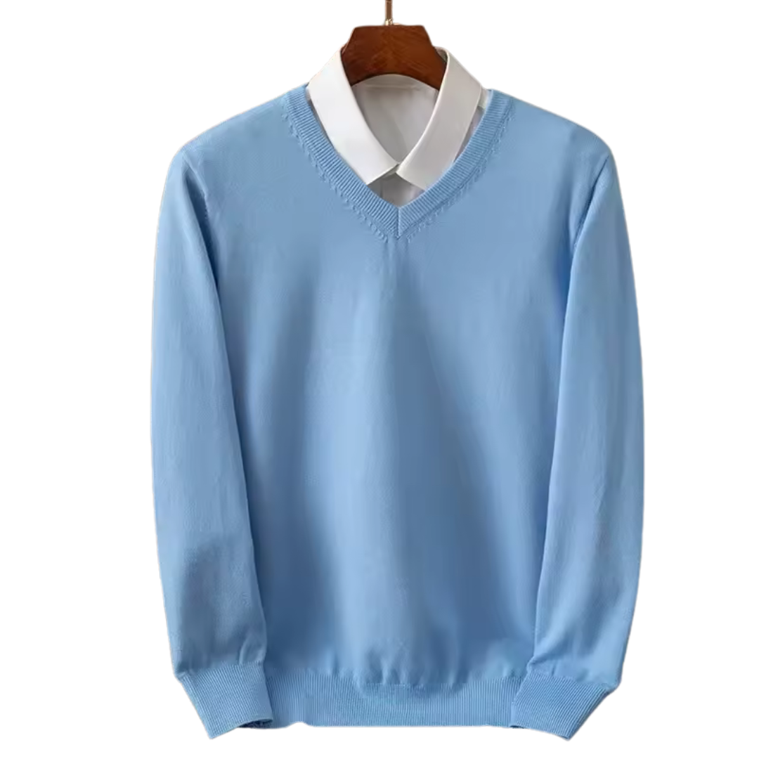 Elegante jersey de cachemira con cuello en V