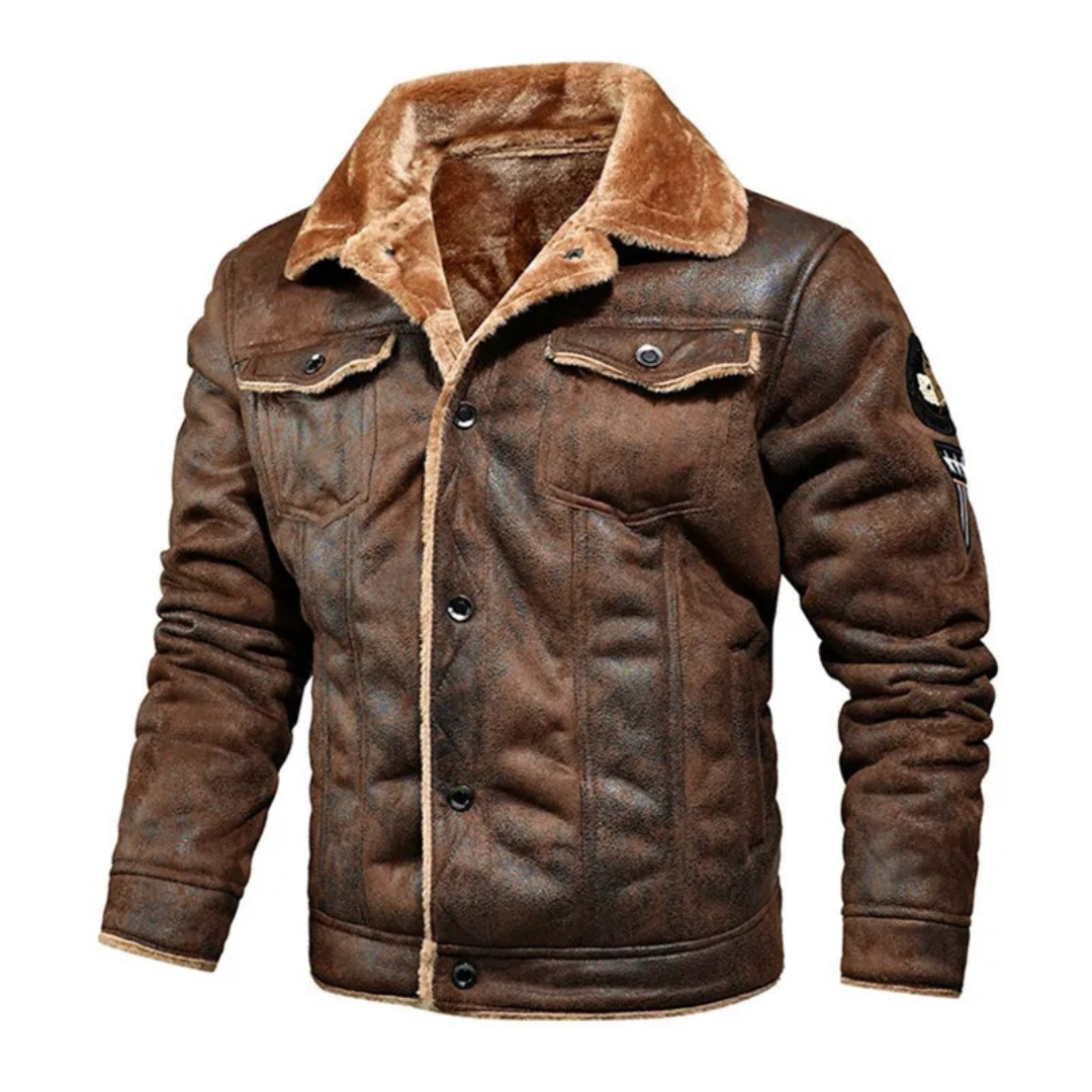 Elegante chaqueta de piel con forro polar