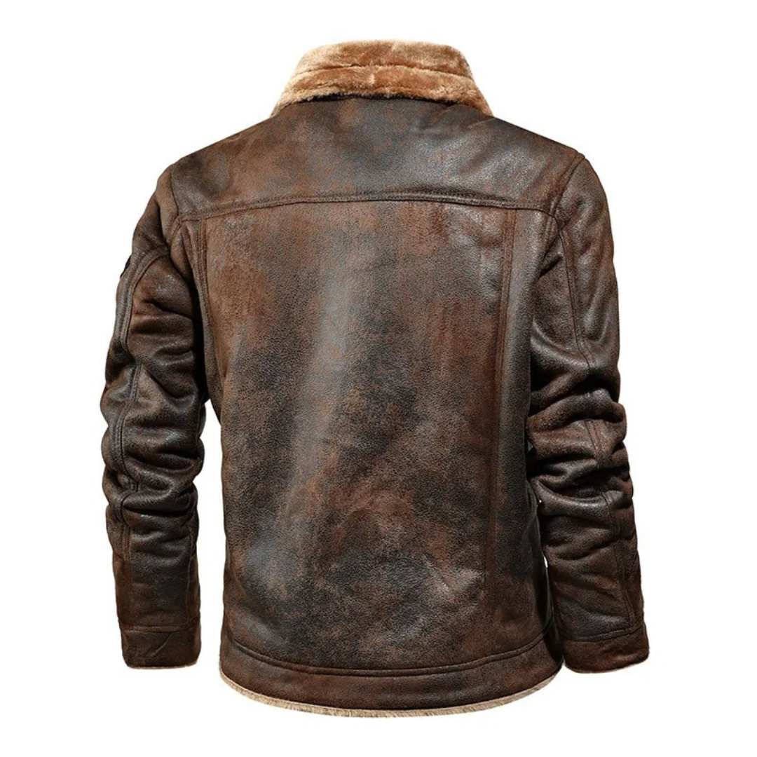 Elegante chaqueta de piel con forro polar
