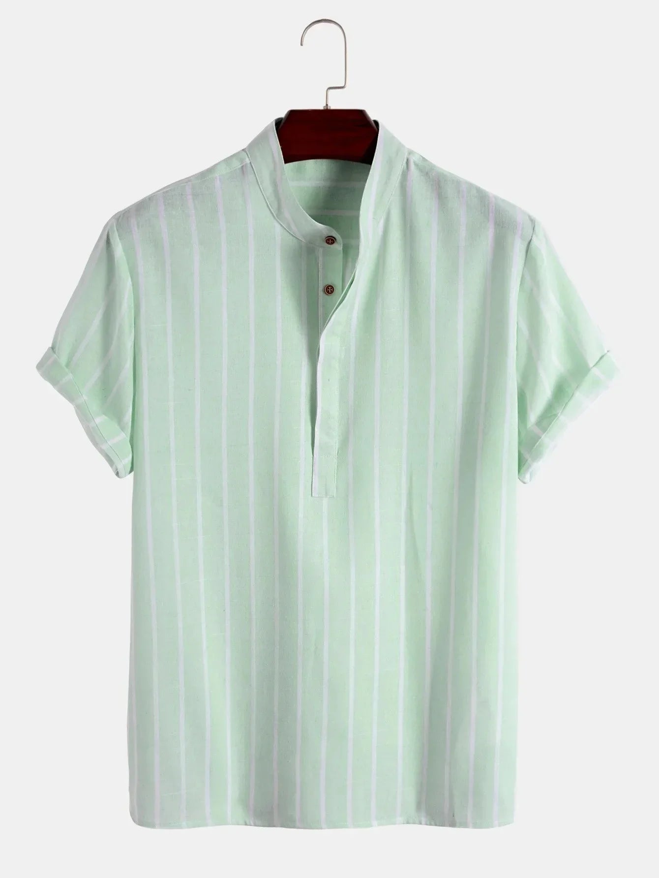 Elegante camisa de rayas de manga corta