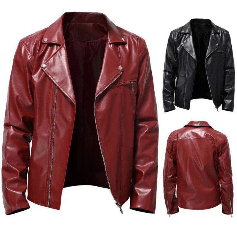Chaqueta casual de cuero para hombre