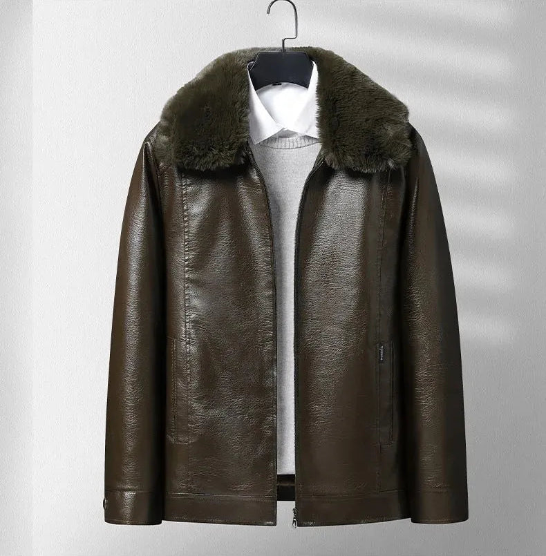 Chaqueta de cuero polar grueso