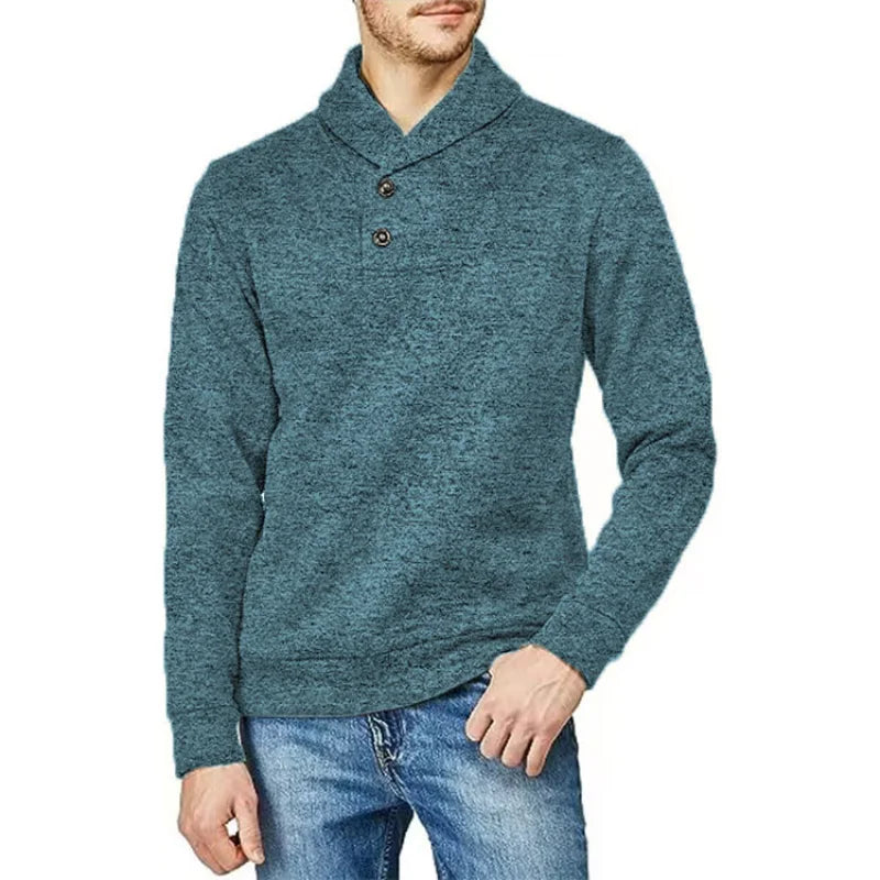 Elegante jersey de cuello alto con botones