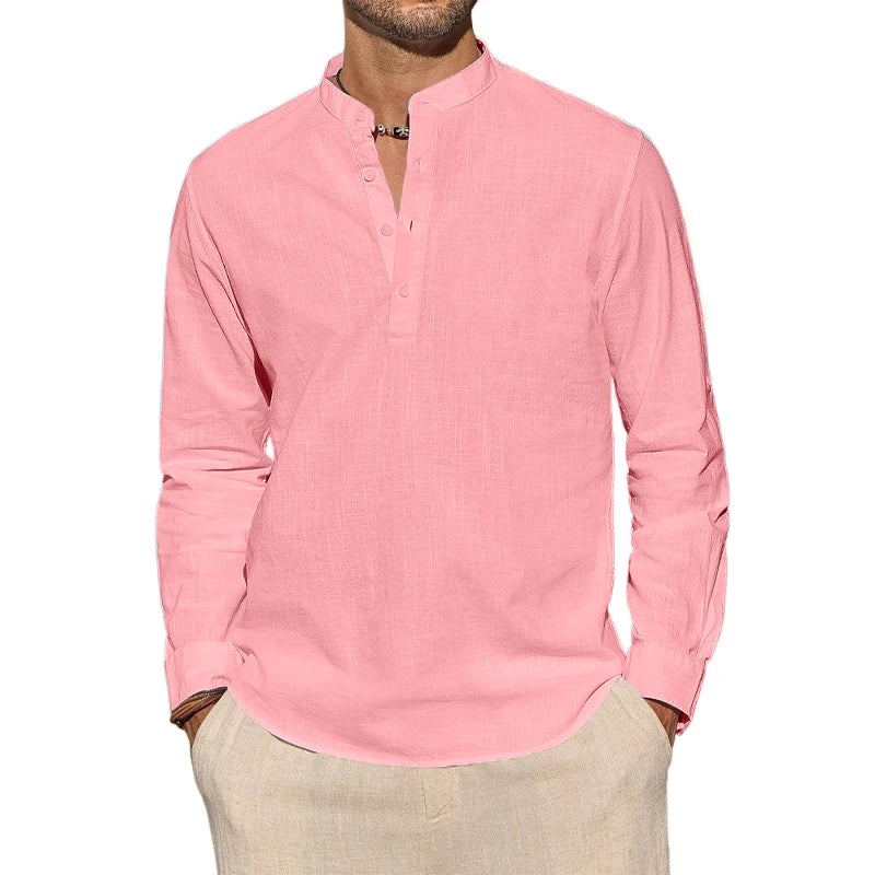 Elegante camiseta Henley de algodón