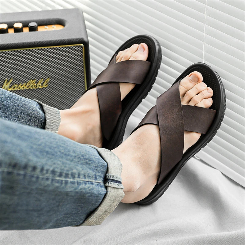 Sandalias casuales de piel