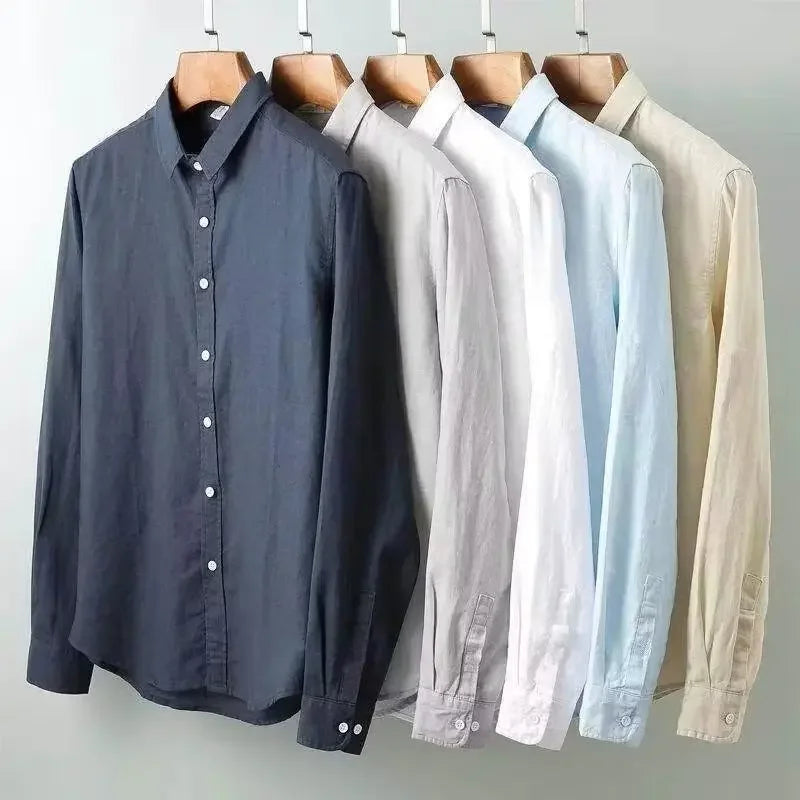 Camisa casual de algodón y lino