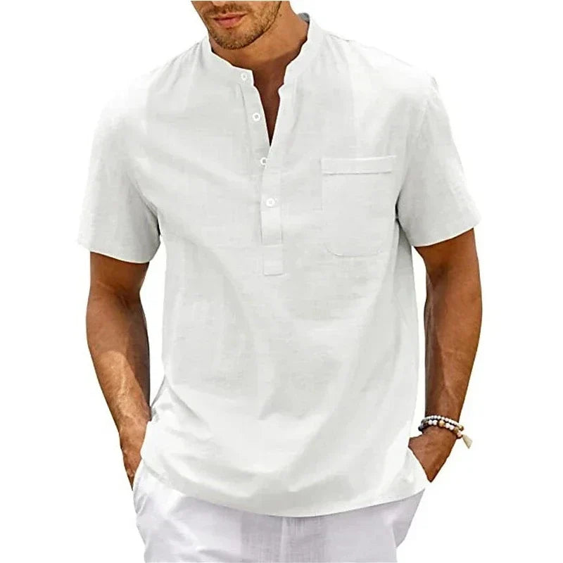 Elegante camisa de algodón de manga corta