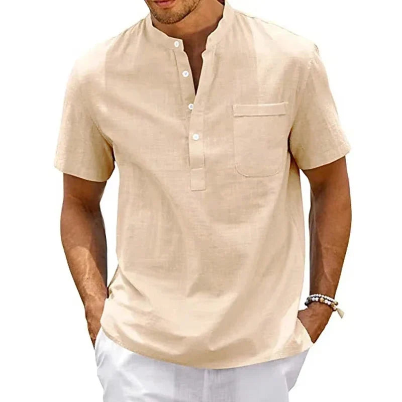Elegante camisa de algodón de manga corta