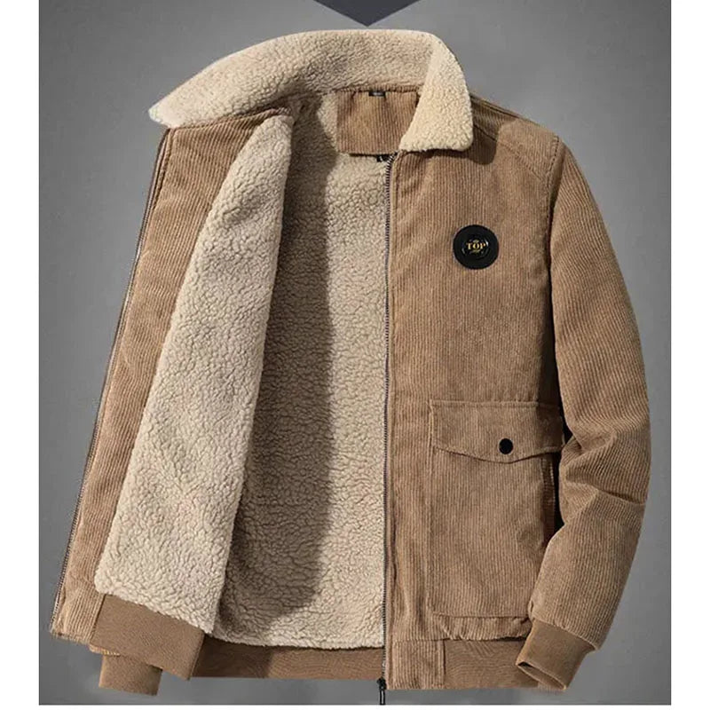Elegante chaqueta de pana con forro polar
