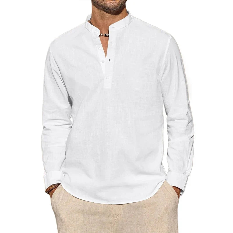 Elegante camiseta Henley de algodón