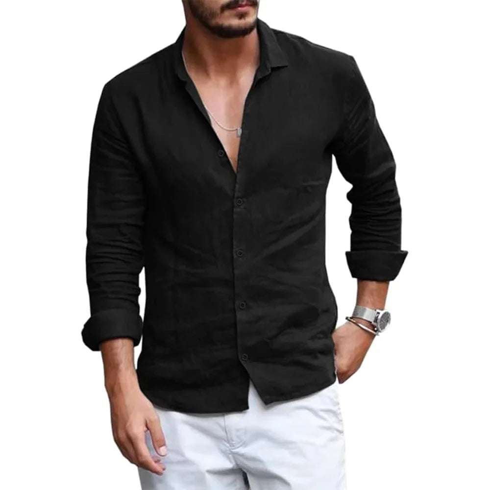 Elegante camisa de verano de algodón y lino