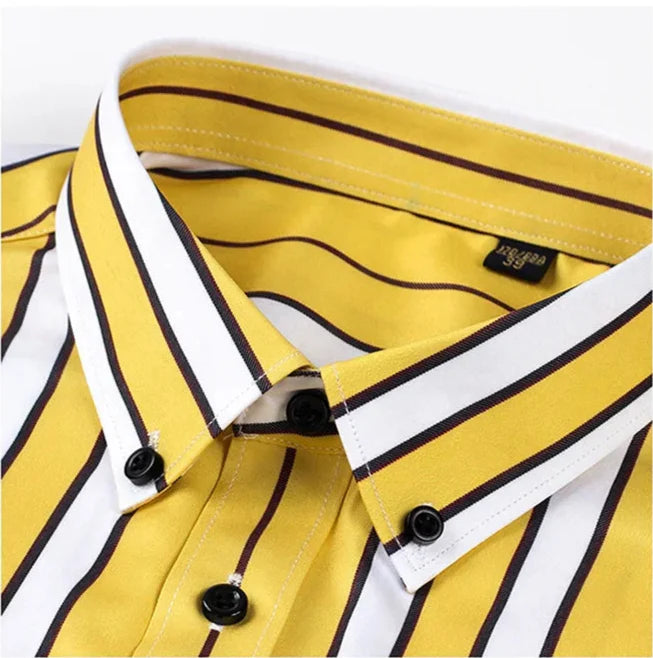 Givalli - Camisa casual a rayas para hombre