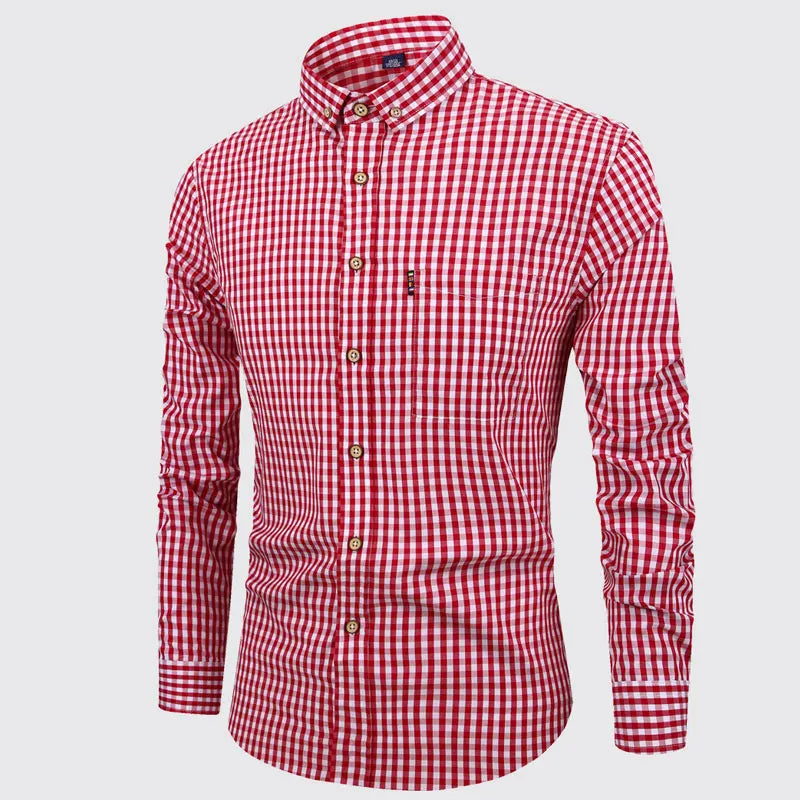 Elegante camisa de algodón a cuadros