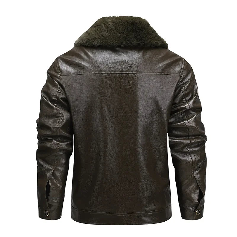 Chaqueta de cuero polar grueso