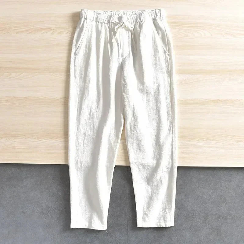 Pantalones informales de algodón y lino