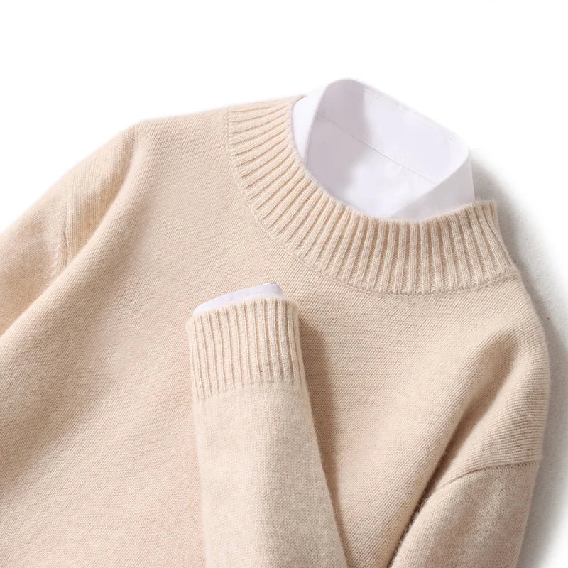 Elegante jersey de cuello alto de lana merino